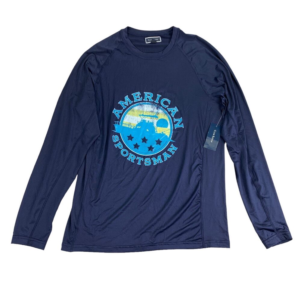 Club Room Mens Long Sleeve Rash Guard Swim Shirt Navy Blue M